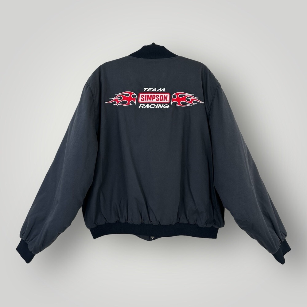 VTG Team Simpson Racing‎ Jacket Mens XXL 2XL Black Quilted Bomber Made in USA